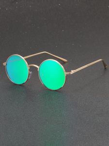Men Tinted Lens Round Frame Fashion Glasses