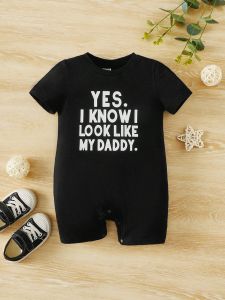 CatchyMarket Baby Boy Slogan Graphic Romper