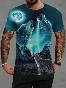 Manfinity LEGND Men 3D Wolf Print Tee