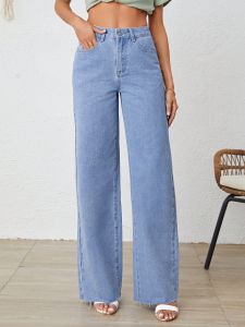 CatchyMarket Tall Solid Raw Hem Jeans