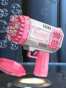 1Pc Pink Bubble Machine With 40 Holes with Flash Lights, Bubble Maker Machine for Kids Toddlers, Toys for Birthday Wedding Party (without battery and bubble iquid)