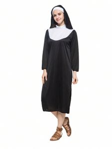 1pc Halloween Costume Party Cosplay Outfit Women's Priest/ Nun/ Sister Dress