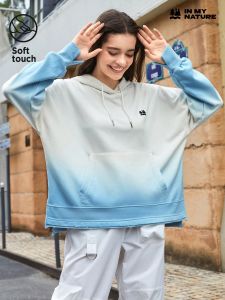 In My Nature Ombre Letter Graphic Kangaroo Pocket Drawstring Hoodie