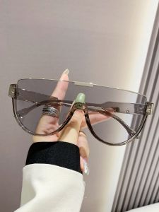 1pair Women's Oversized Y2k Millennial Future Functional Style Metal Frame Fashion Sunglasses