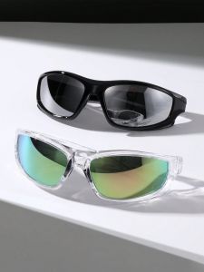 2pcs Women's Large Wraparound Sunglasses For Cycling, 90s Style