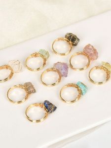 1pc Handmade Braided Natural Crystal Stone Ring Suitable For Everyday Wear
