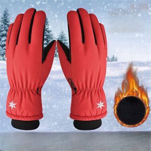 1pair Thickened Warm Outdoor Skiing & Ice Hockey Gloves - Red