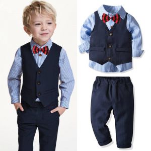 Gentleman's vest long trousers striped shirt cardigan dress suit formal wear