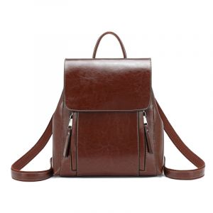 Fashion oil wax cowhide shoulder backpack